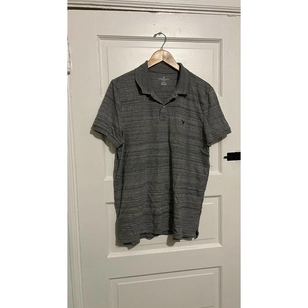 American Eagle Gray Classic Fit Polo L